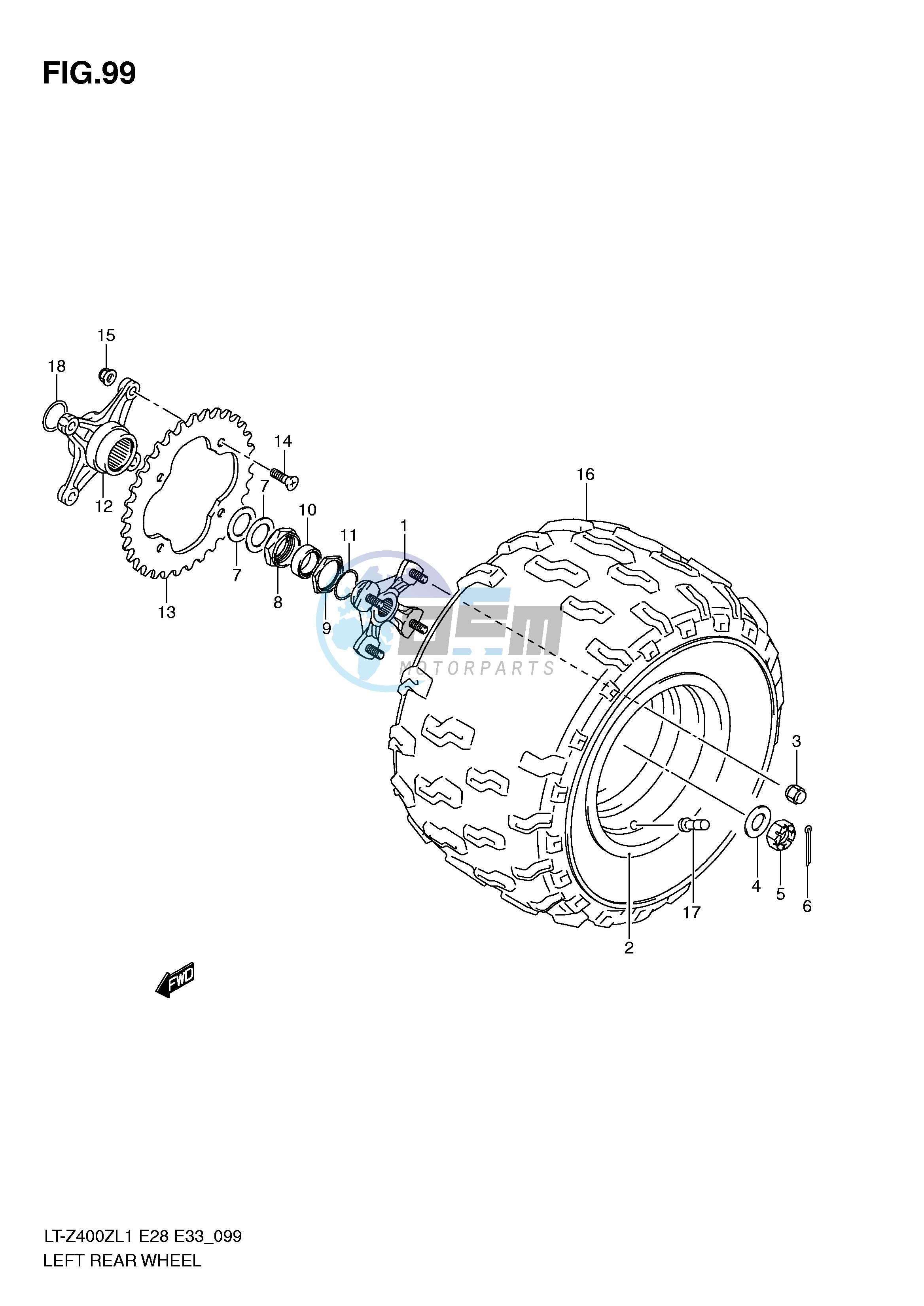 LEFT REAR WHEEL (LT-Z400ZL1 E28)