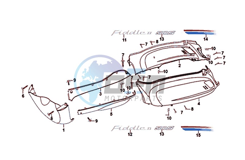 BODY COVER / FIDDLE II 50 (25 KM/H) (AF05W4-NL) (E4) (L8-M0)