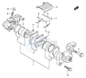 GSF1200 (E2) Bandit drawing REAR CALIPER (GSF1200SAV SAW SAX SAY)