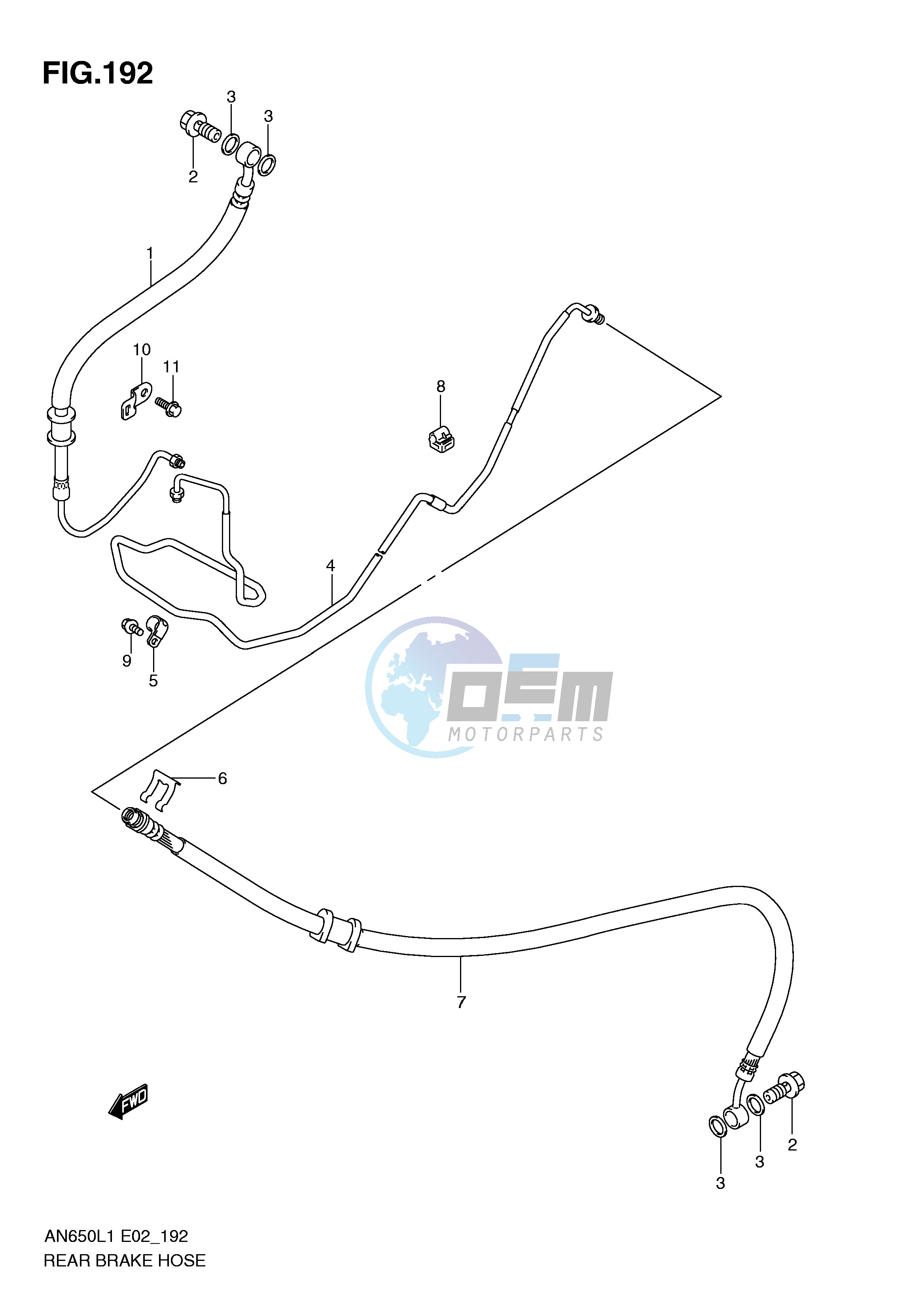 REAR BRAKE HOSE (AN650AL1 E51)