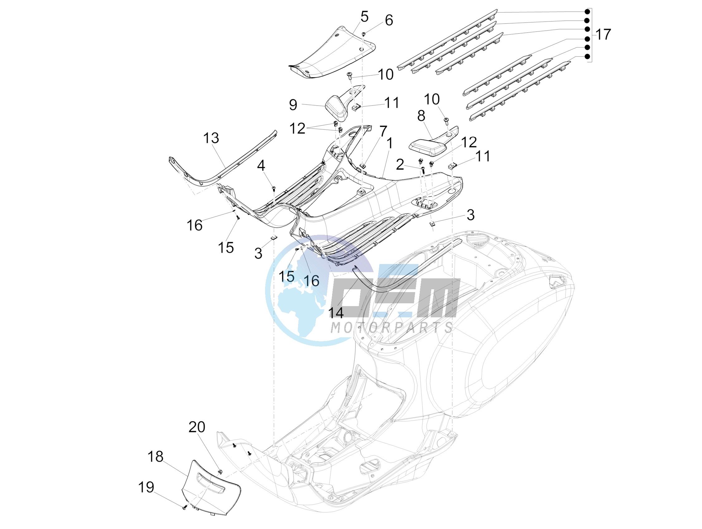 Central cover - Footrests