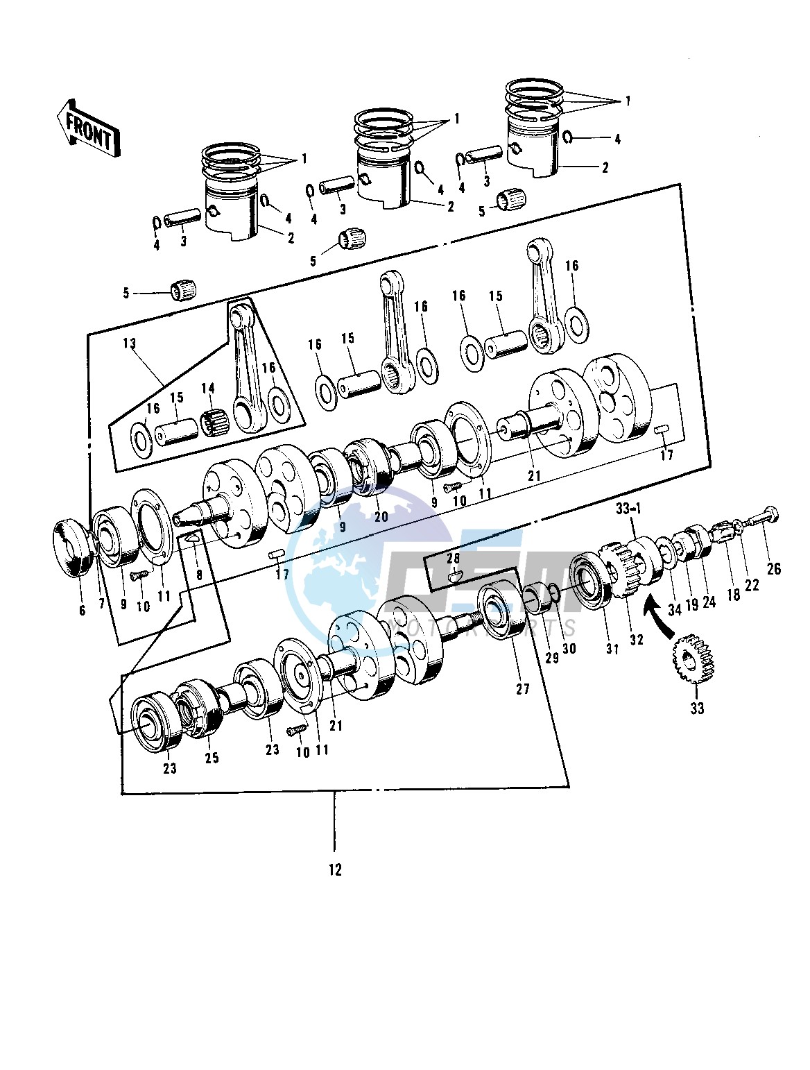 CRANKSHAFT_PISTONS -- 69-72 H1_A_B_C- -