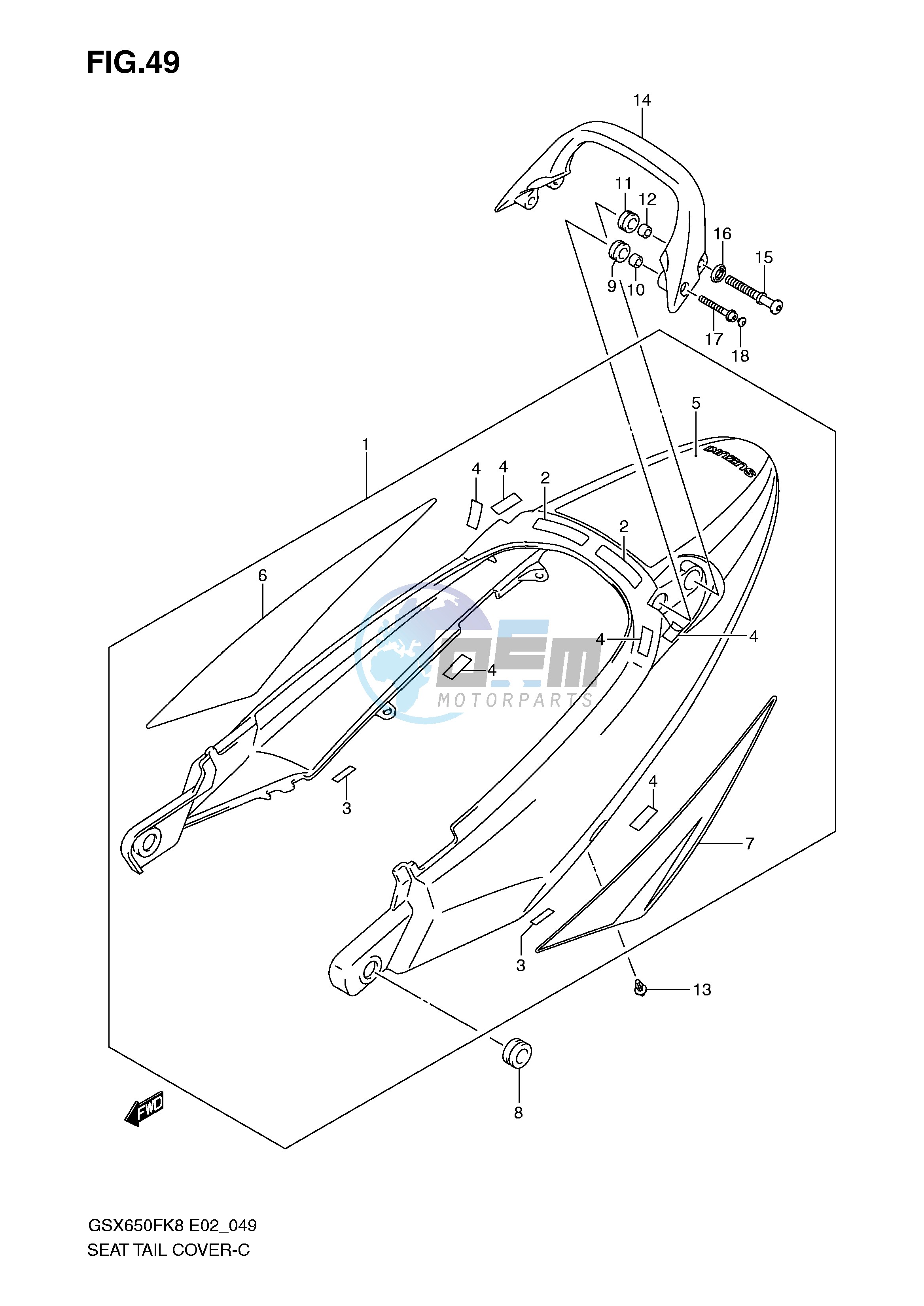 SEAT TAIL COVER (MODEL K8:CWH,EGR)