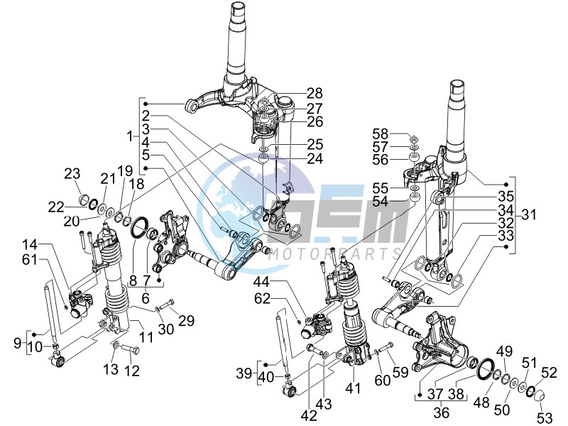 Front fork components (Mingxing)