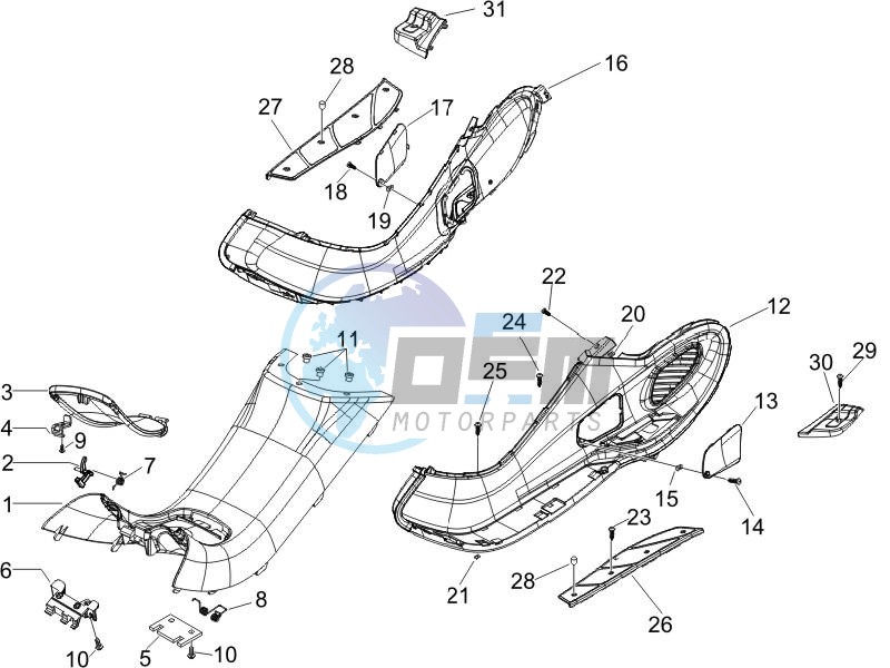 Central cover - Footrests