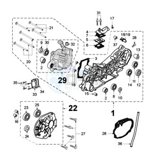 VIVA 2 RDC drawing CRANKCASE WITH SHORT MOUNT RUBBERS