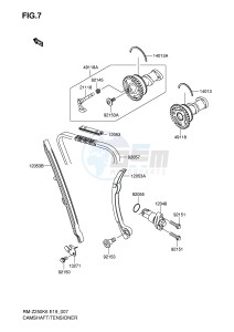 RM-Z250 (E19) drawing CAMSHAFT TENSIONER