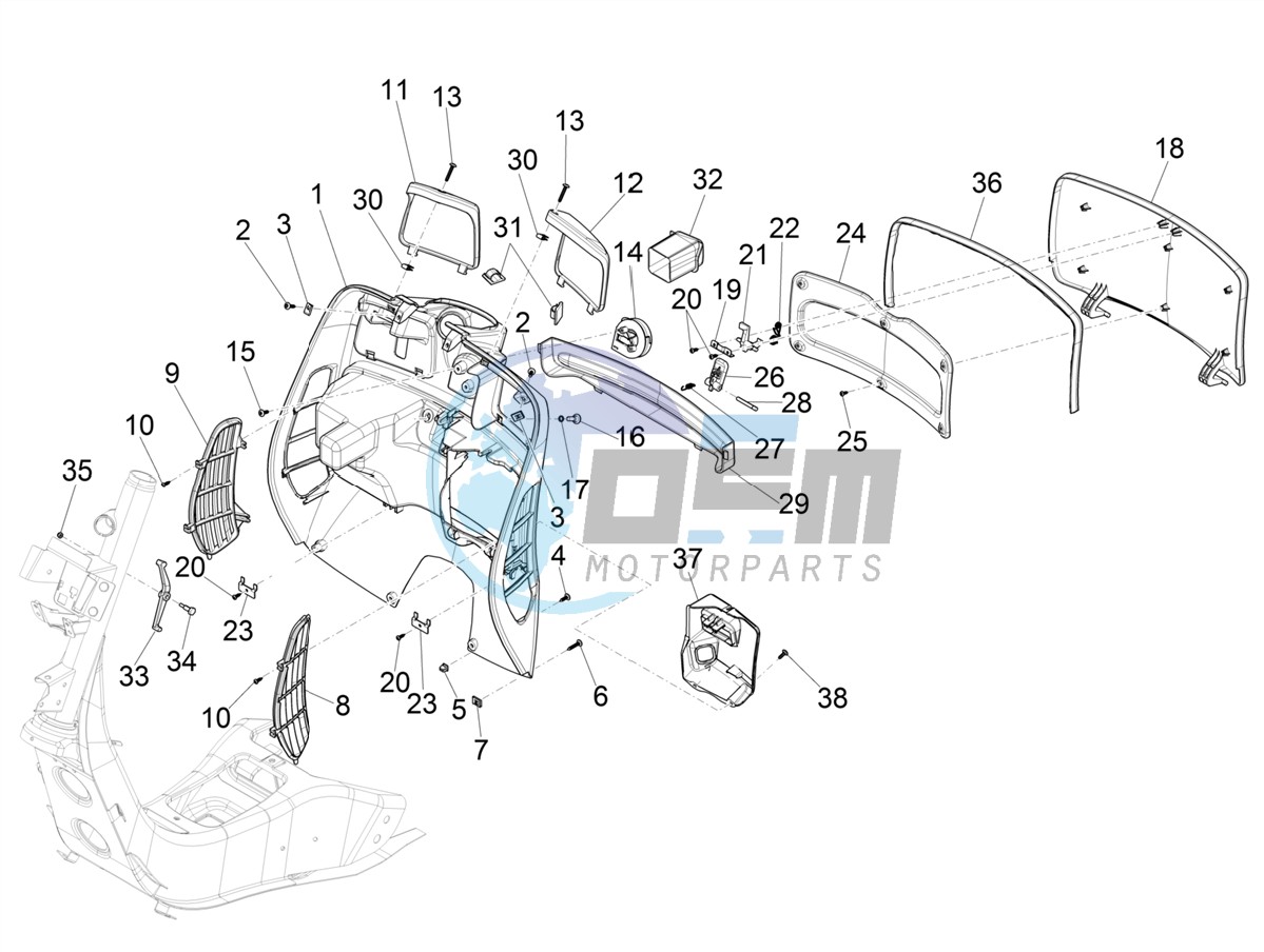 Front glove-box - Knee-guard panel