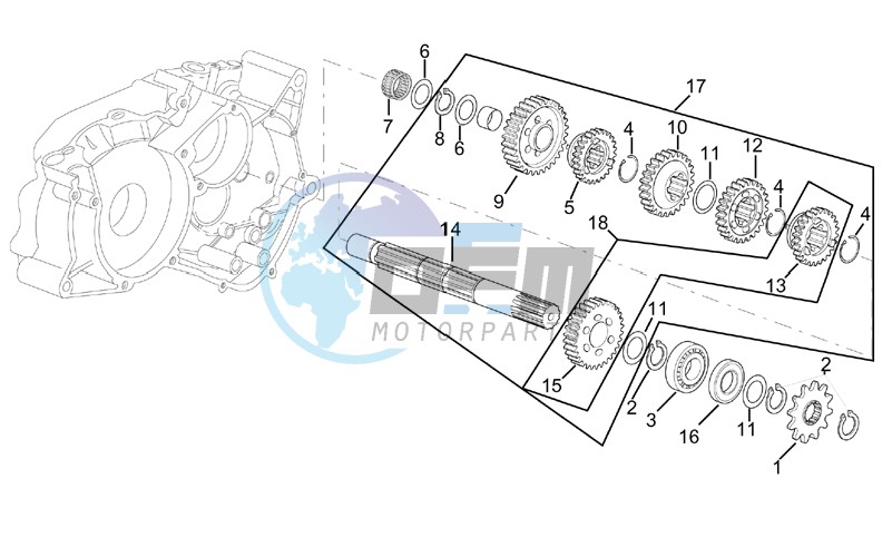 Gearbox driven shaft I