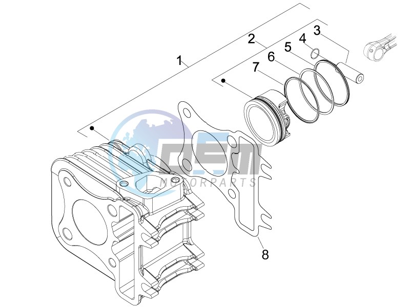 Cylinder-piston-wrist pin unit