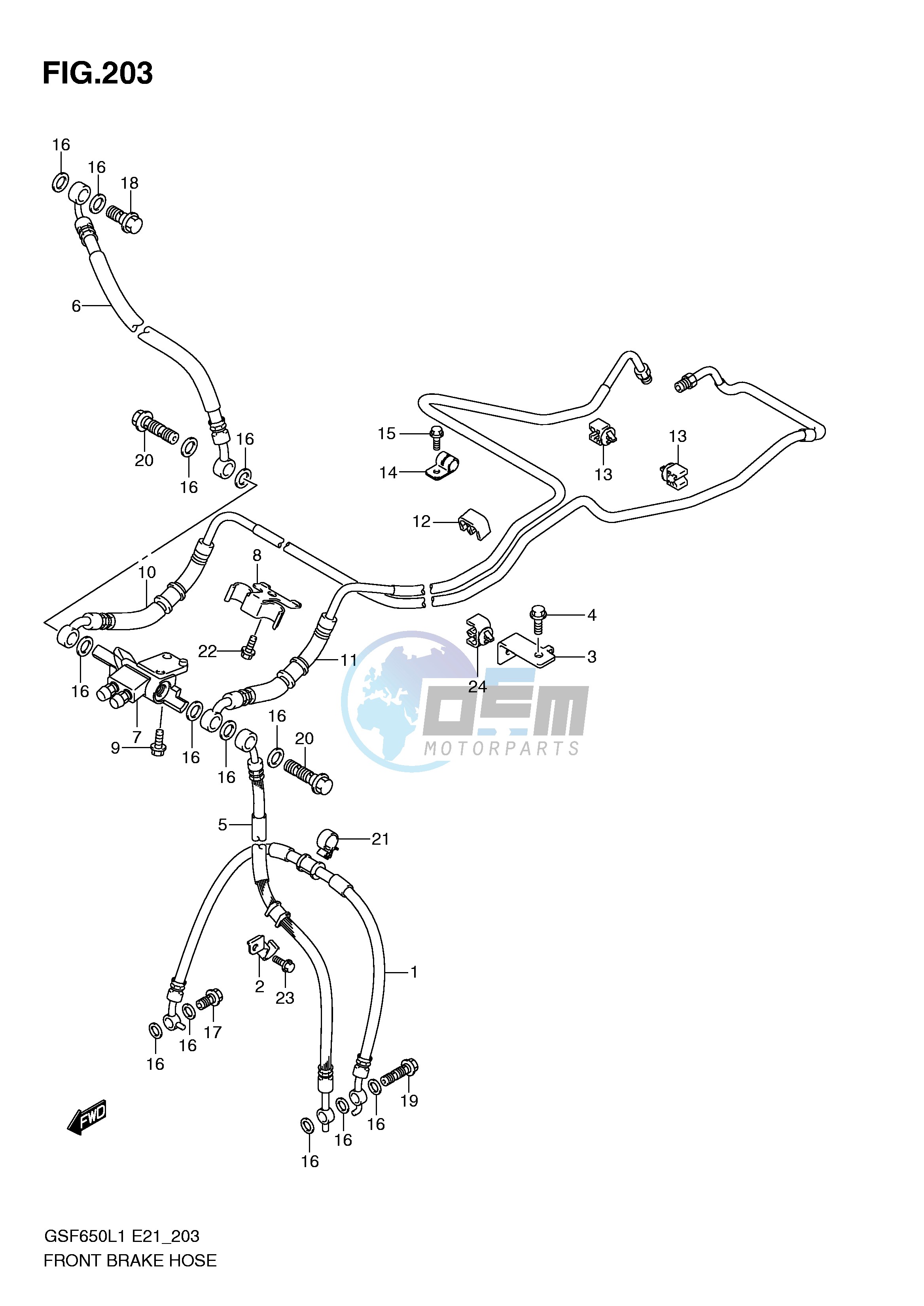 FRONT BRAKE HOSE (GSF650SAL1 E21)