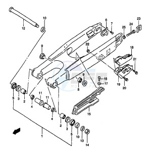 RM250 (T-V-W-X-Y) drawing REAR SWINGING ARM (MODEL X)