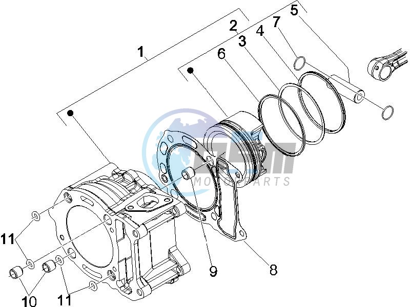 Cylinder - Piston - Wrist pin unit