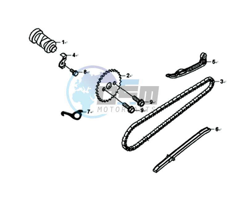 CHAIN / CHAIN TENSIONER  / CHAIN GUIDE