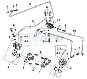 TRACKRUNNER 200 drawing VOORBRAKE CALIPER / BRAKE LEVER /BRAKE LINES