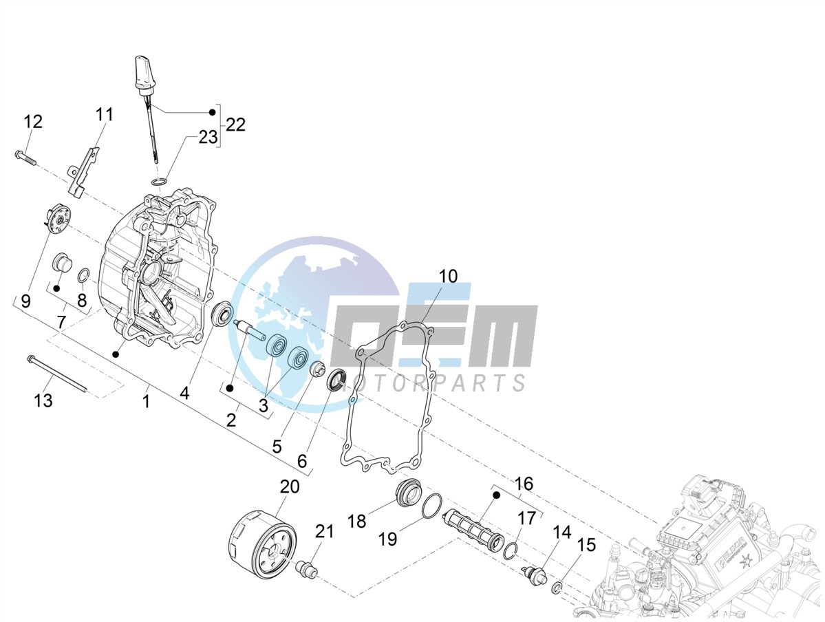 Flywheel magneto cover - Oil filter