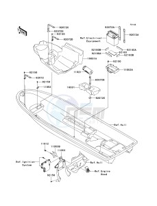 JS 800 A [800 SX-R] (A6F-A9F) A9F drawing HULL FITTINGS