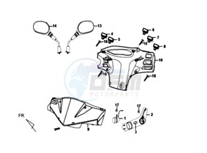 SYMPLY 50 drawing HEAD LIGHT COVER / MIRRORS / CONTROLS