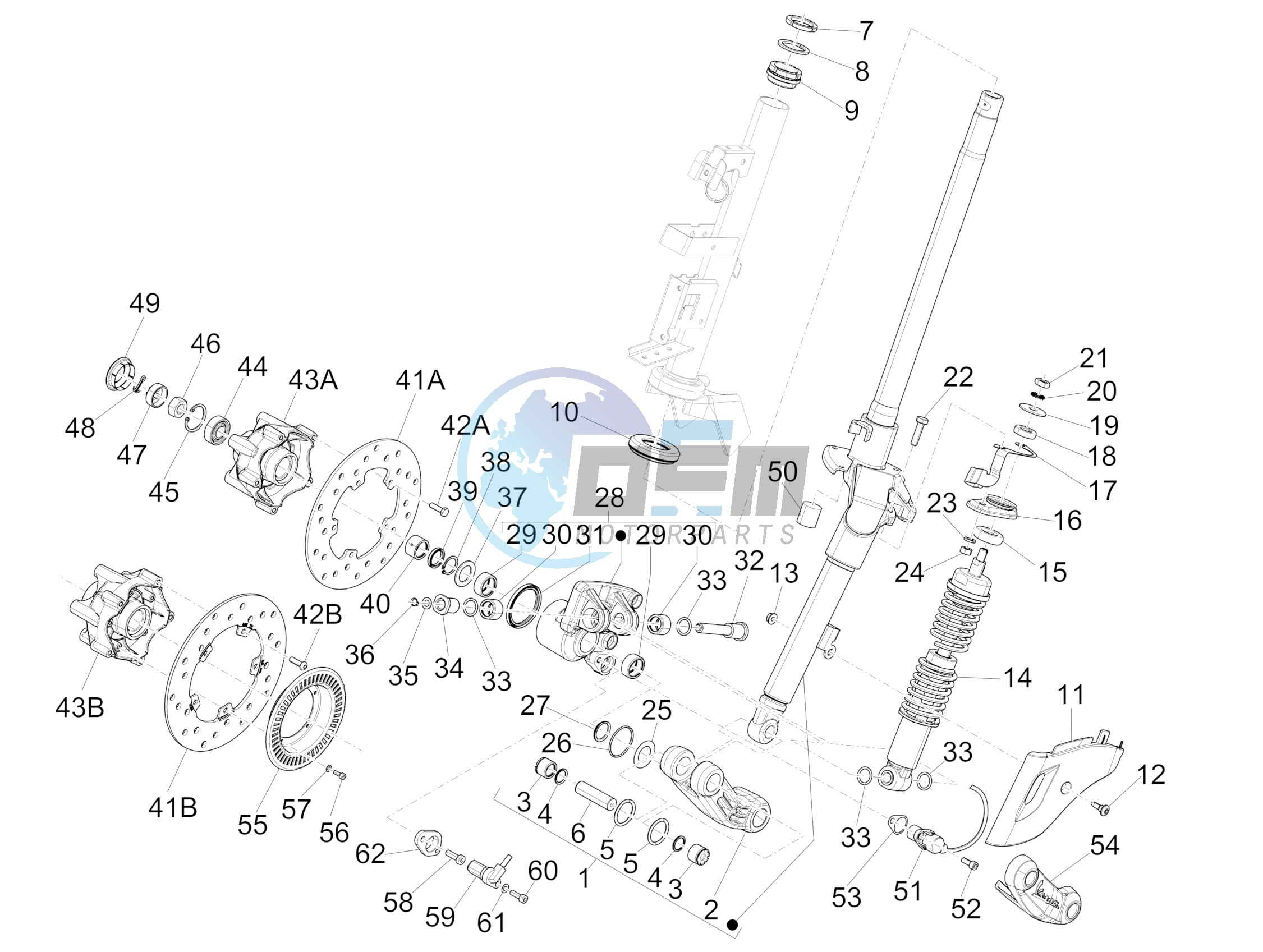 Fork/steering tube - Steering bearing unit