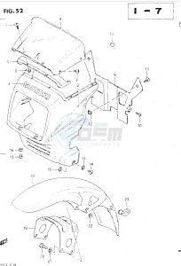 GSX500E (E39) drawing COVER HEADLAMP - FRONT FENDER (MODEL E)