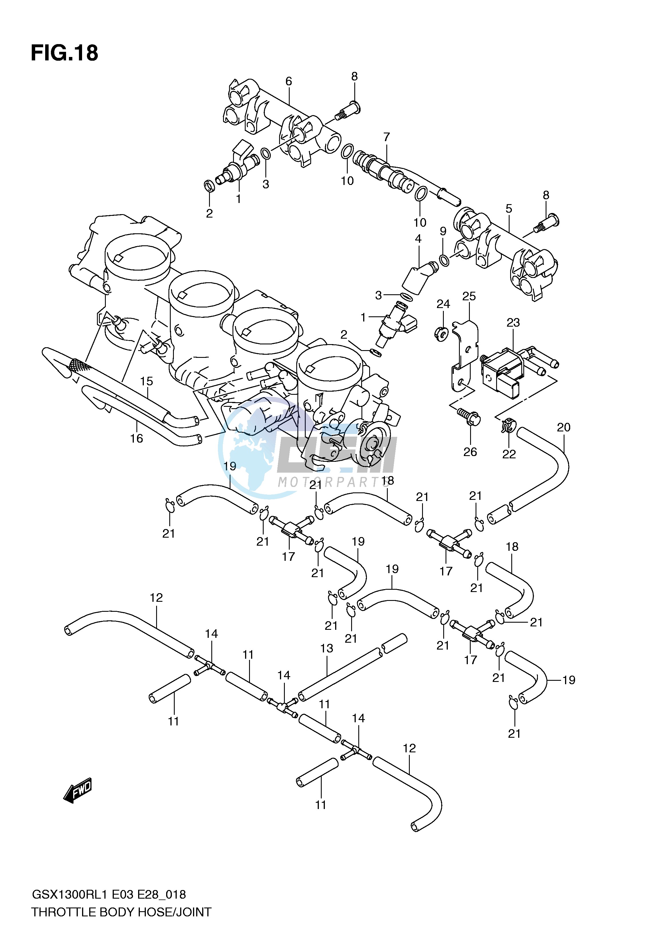 THROTTLE BODY HOSE JOINT (GSX1300RL1 E33)