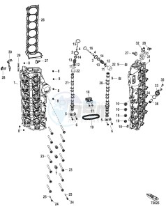 PASSING 125 drawing Cylinder Head and Camshaft Serial 3B332191 and Below