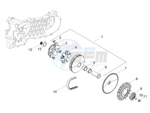 SCARABEO 50 2T CARBURATORE E4 CLASSIC (EMEA) drawing Half-pulley assy., driving