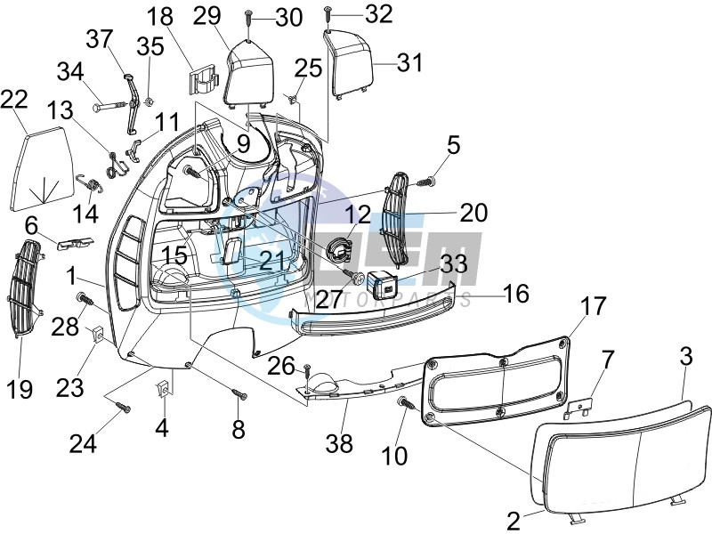 Front glovebox - Knee-guard panel