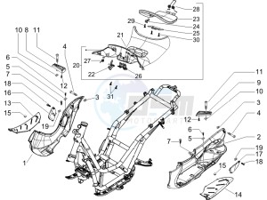 Beverly 250 e3 drawing Central cover - Footrests