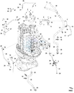 PASSING 125 drawing Cooling, Hoses and Thermostats Serial 3B332192 and Up