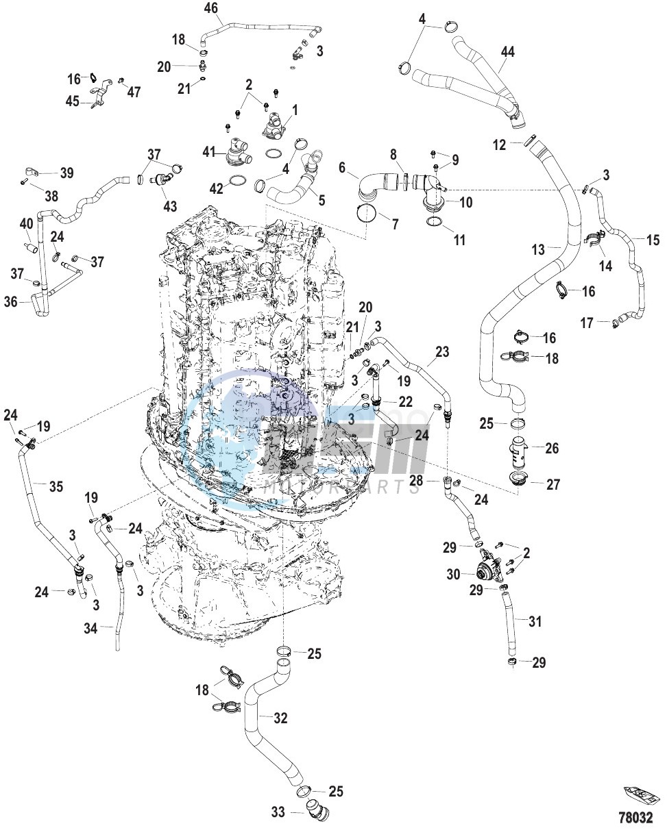 Cooling, Hoses and Thermostats Serial 3B332192 and Up