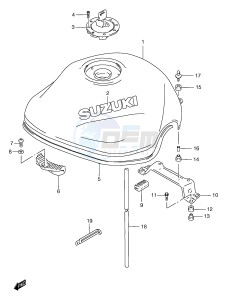 GSF1200 (E2) Bandit drawing FUEL TANK (MODEL W X)