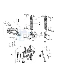 SAT400 SC drawing REAR SHOCK AND STAND