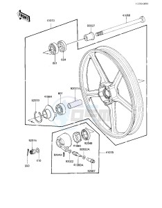 EX 305 B [GPZ 305] (B1) [GPZ 305] drawing FRONT WHEEL_HUB