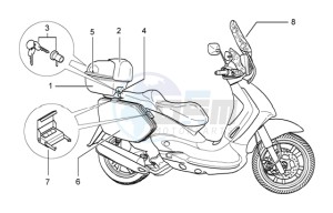 Beverly 125 drawing Rear trunk kit-side bags kit