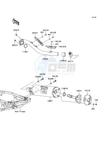 KFX450R KSF450B8F EU drawing Muffler(s)