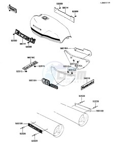 KZ 1100 B [GPZ) (B1-B2) [GPZ) drawing LABELS