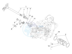 RS4 50 2T (CH, EU, JP) drawing Gear box / Selector / Shift cam