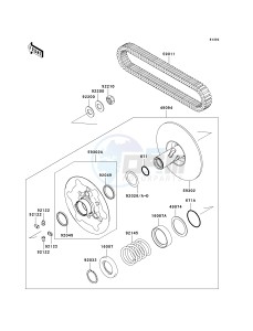 KVF 650 E [BRUTE FORCE 650 4X4 HARDWOODS GREEN HD] (E1) E1 drawing DRIVEN CONVERTER_DRIVE BELT