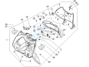 Beverly 500 2005-2006 drawing Front glove-box - Knee-guard panel