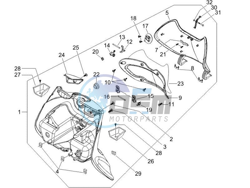 Front glove-box - Knee-guard panel