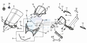 GTS250 INJECTION drawing WINDSCREEN - HANDLEBAR COVER