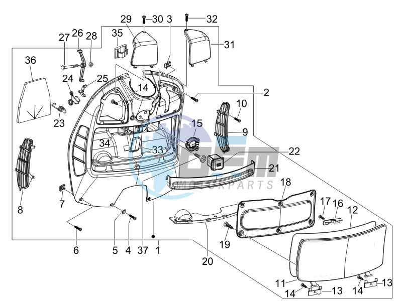 Front glovebox - Knee-guard panel