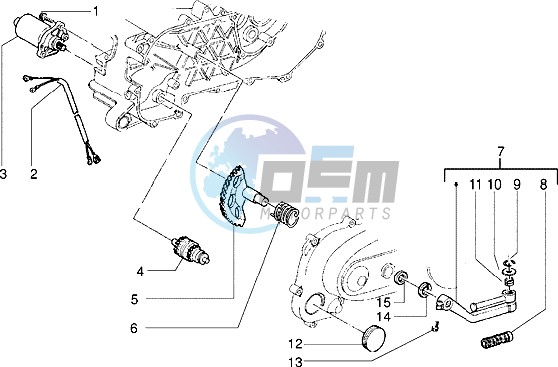 Starting motor-starter lever