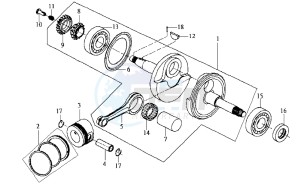 JOYRIDE 200 E2 - 2004 drawing CRANKSHAFT / PISTON / PISTON RING