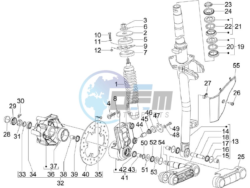 Fork - steering tube - Steering bearing unit