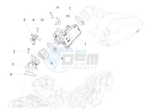 946 150 4STR 3V ABS-946 RED (NAFTA, APAC, EMEA) drawing Throttle body - Injector - Induction joint