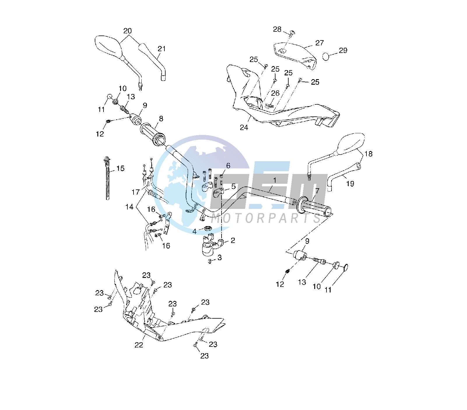 STEERING HANDLE AND CABLE 1YS9