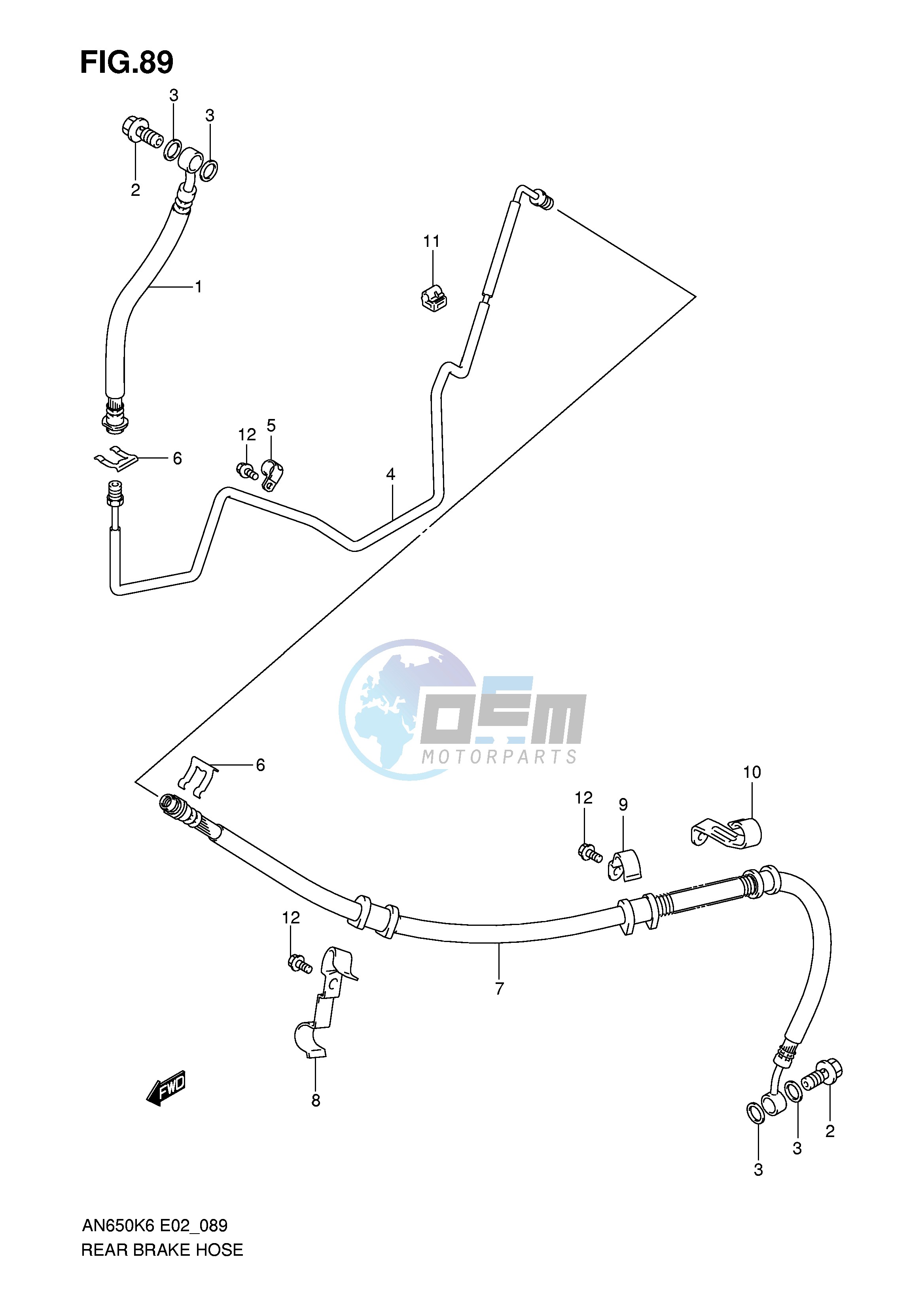 REAR BRAKE HOSE (AN650K6 K7 K8 K9 L0)