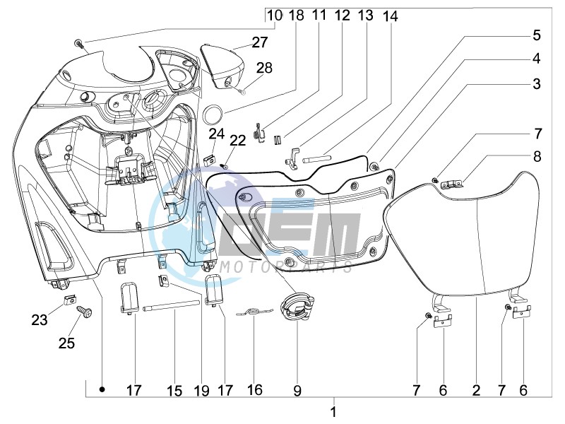 Front glove-box - Knee-guard panel